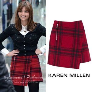 Karen Millen Asymetrical Plaid Mini Skirt ASO Clara Oswald